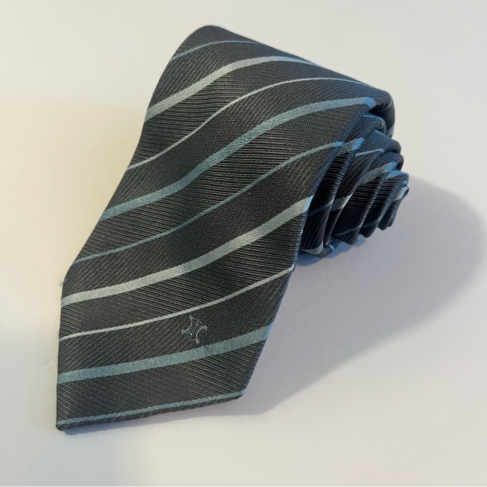 Celine, Elegant, Striped, 100% Silk, Made in Italy, Neck Tie